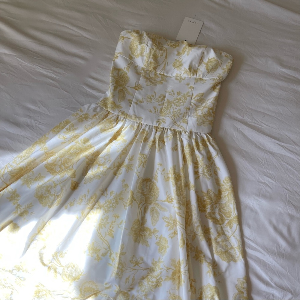 Brand New- Club L London Bluebell Lemon Poplin Drop Waist Midi Dress 🍋✨ - Picture 4 of 16
